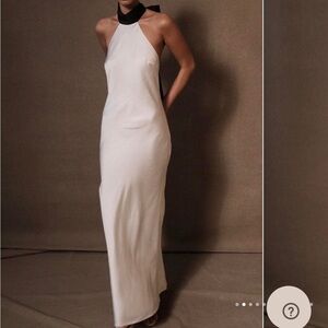 Meshki White and Black Halter Maxi Dress